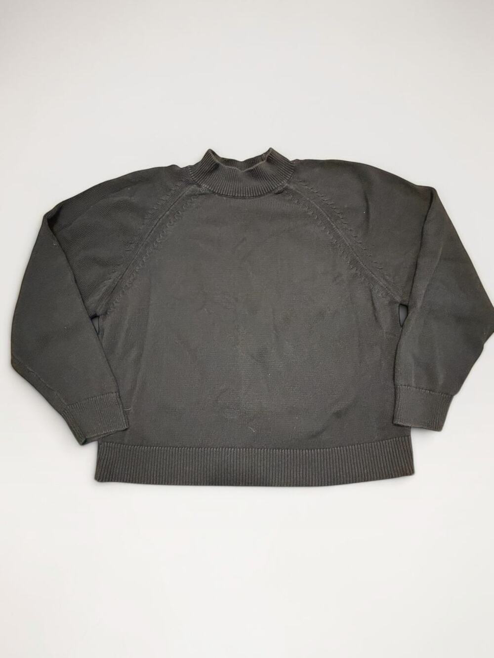 Quince 100% Organic Cotton Mock Neck Sweater Womens Large Black Long Sleeve